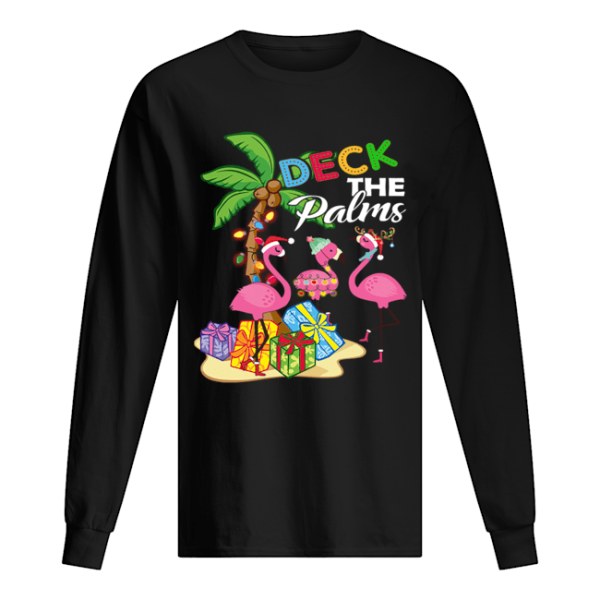 Deck the Palms Merry Flamingo Christmas shirt