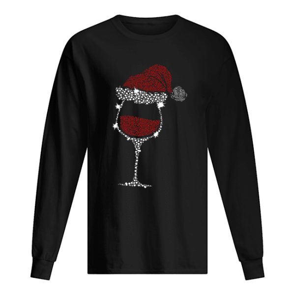 Diamond Wine Glasses Santa Hat Christmas shirt