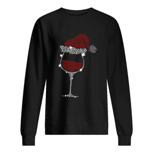 Diamond Wine Glasses Santa Hat Christmas shirt