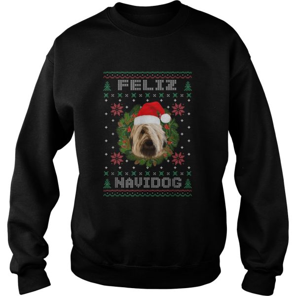 Feliz Navidog Briard Dog Santa Hat Ugly Christmas shirt