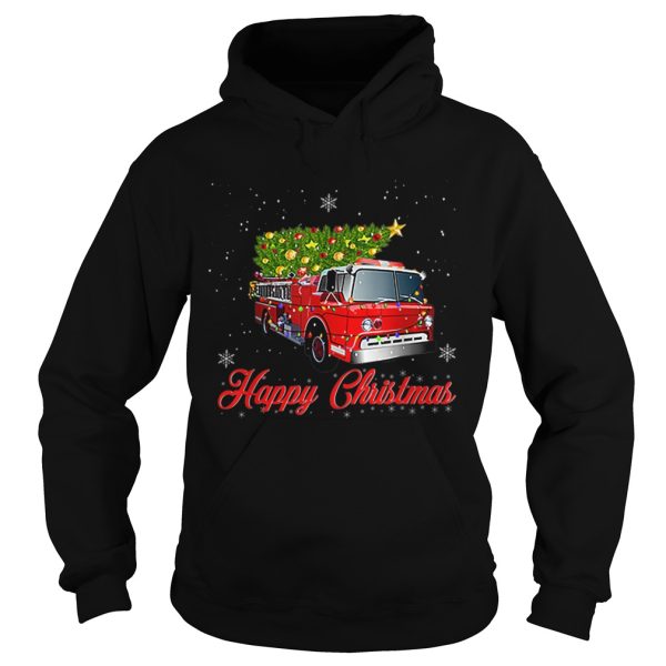 Firefighter Christmas Tee Tree On Truck Fire Xmas shirt