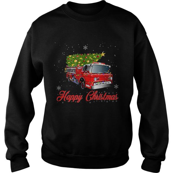 Firefighter Christmas Tee Tree On Truck Fire Xmas shirt