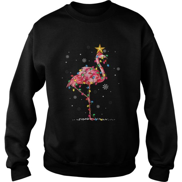 Flamingo Reindeer Hat Santa Christmas Lights Flamingo shirt