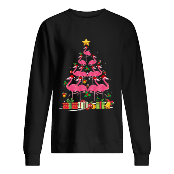 Flamingo Tree Ugly Christmas Funny T-Shirt