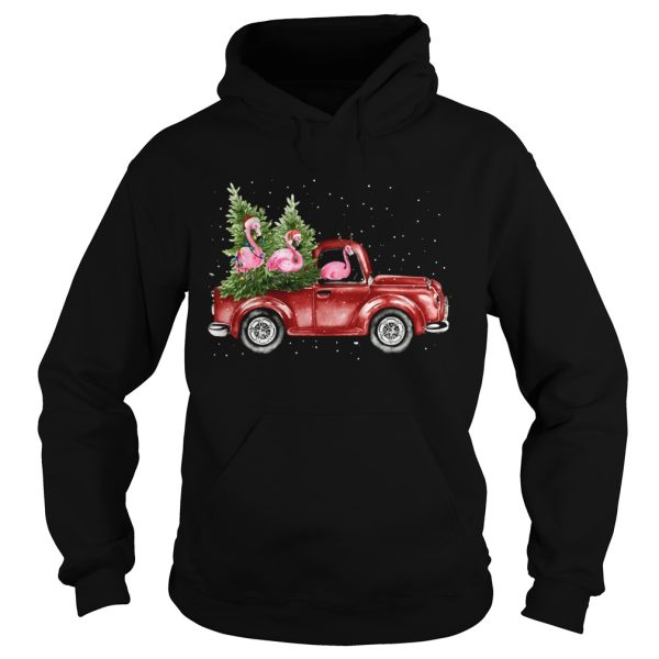 Flamingo truck Christmas tree shirt