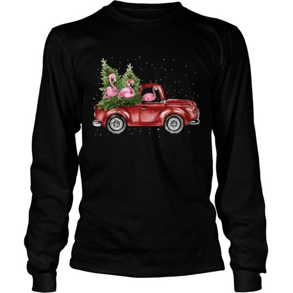 Flamingo truck Christmas tree shirt