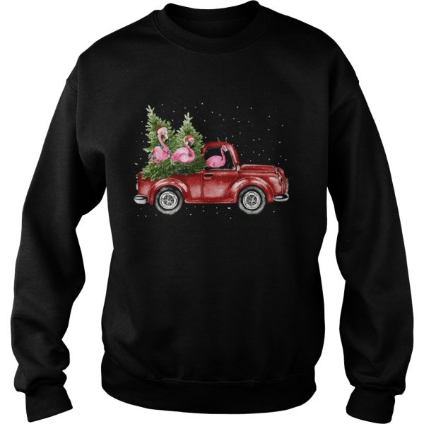 Flamingo truck Christmas tree shirt