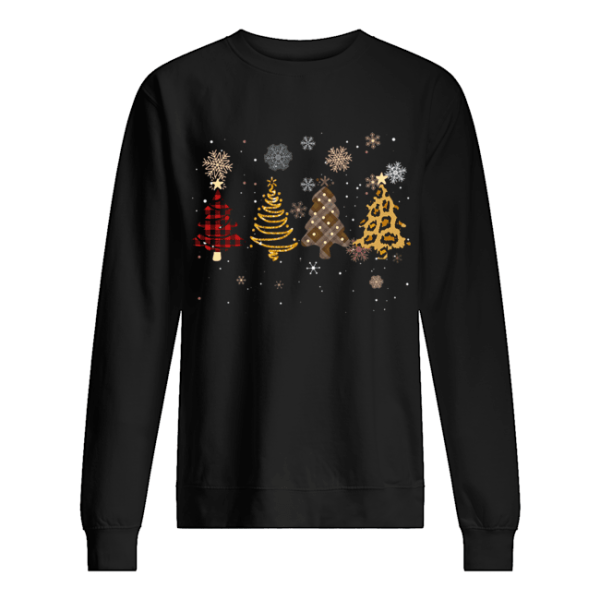 Four Tree Christmas Pattern Cloth Leopard Print Xmas Gift shirt