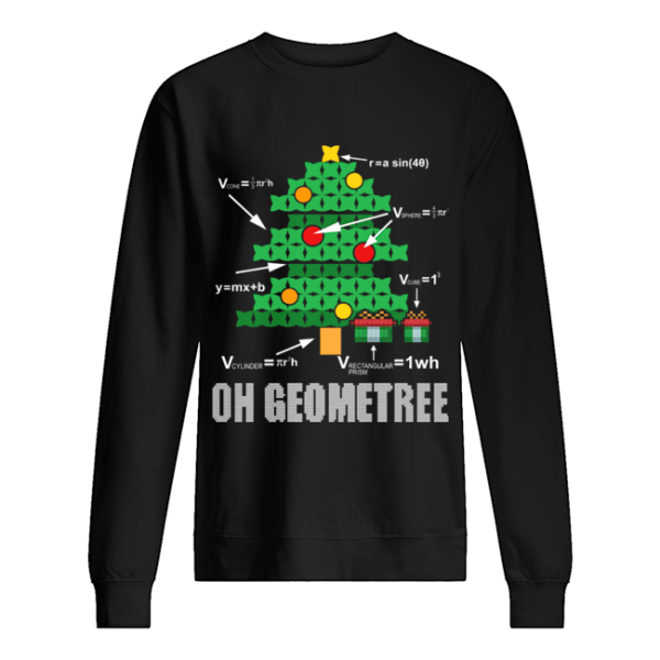 Funny Math Geometry Christmas Tree Geometree Teacher shirt
