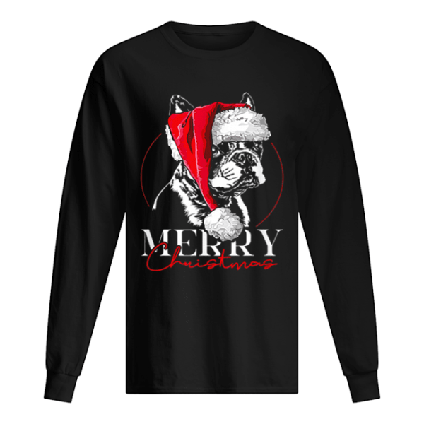 Funny Santa Boston Terrier Merry Christmas dog mom gift shirt