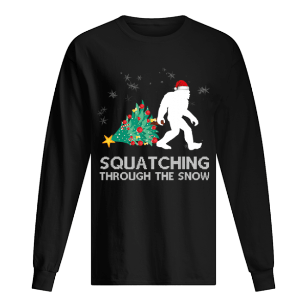 Funny Sasquatch Christmas Gift Squatching Bigfoot Xmas T-Shirt