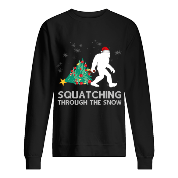 Funny Sasquatch Christmas Gift Squatching Bigfoot Xmas T-Shirt