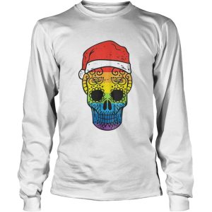 Gay Pride Santa Hat Sugar Skull LGBT Christmas Mexican shirt 1 Gay Pride Santa Hat Sugar Skull LGBT Christmas Mexican shirt 2