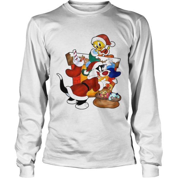 Girls Red Sylvester The Cat And Tweety Bird Christmas shirt