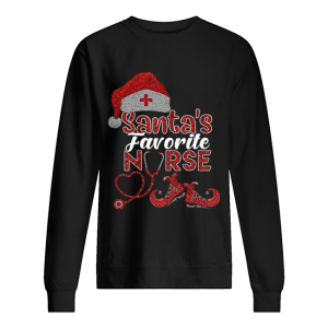 Glitter Santa's favorite nurse Christmas shirt 2