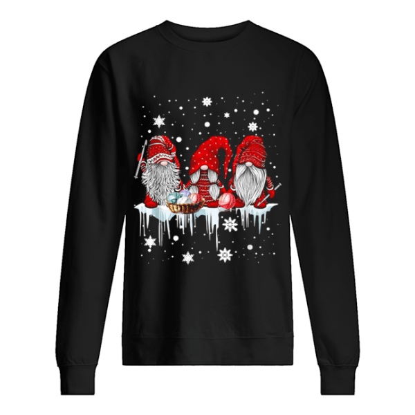 Gnomies sewing santa embroidery Christmas shirt