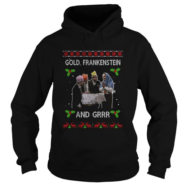 Gold Frankenstein and grrr Ugly Xmas Christmas shirt