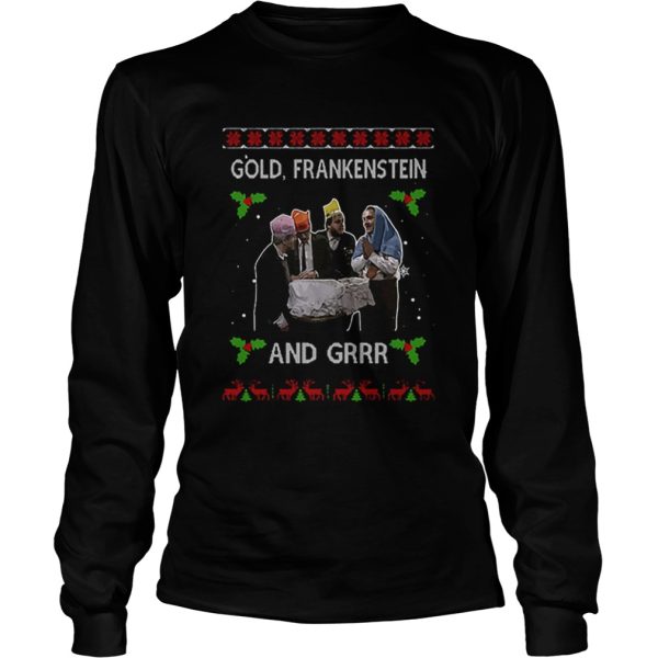 Gold Frankenstein and grrr Ugly Xmas Christmas shirt