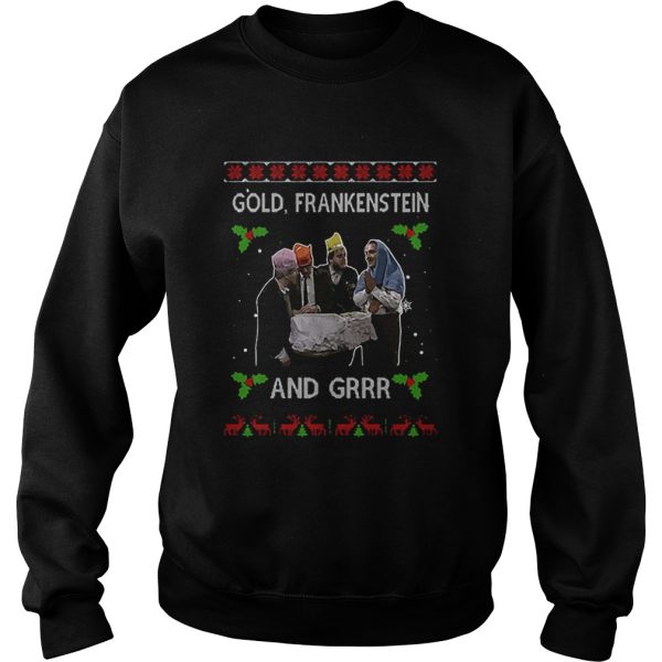 Gold Frankenstein and grrr Ugly Xmas Christmas shirt