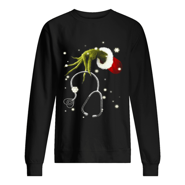 Grinch’s Hand Holding Nurse Stethoscope Christmas shirt