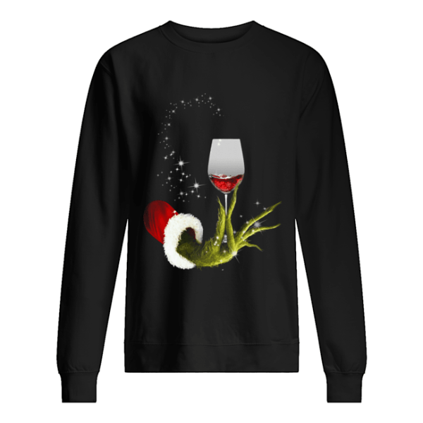 Grinch Hand Holding Glass of Wine shirt