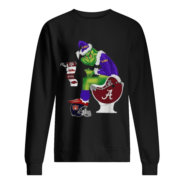 Grinch Santa Alabama Crimson Tide Sitting LSU Tigers Toilet Auburn Tigers Texas A&ampM Aggies shirt