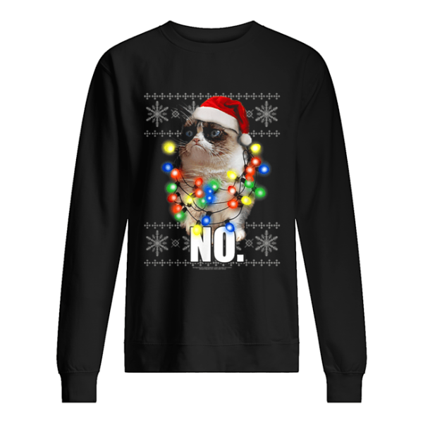 Grumpy Cat Ugly Sweater Christmas Lights No Graphic shirt