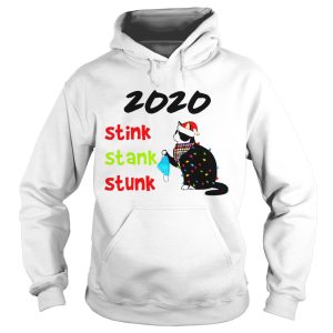 Hand Black Cat Santa Holding Mask 2020 Stink Stank Stunk Christmas Light shirt 1