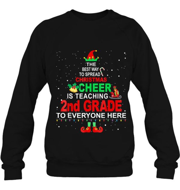 2Nd Grade Teacher Christmas Sweatshirt Elf Cheer