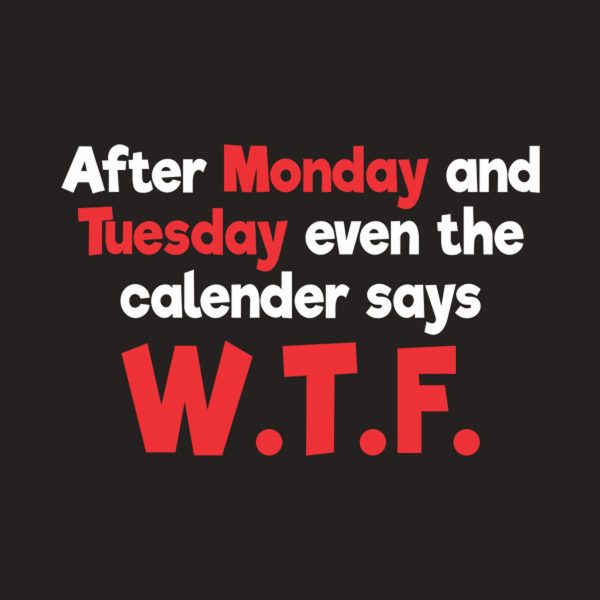 After Monday and Tuesday calender says WTF – T-shirt