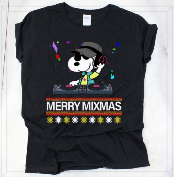 Awesome Merry Mixmas Ugly Christmas Dj Snoopy Shirt