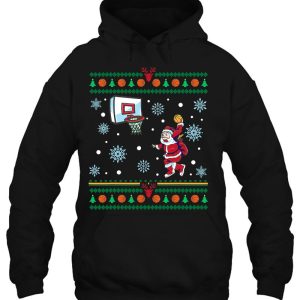 Basketball Santa Claus Dunking Ugly Christmas Funny Hoodie Shirt