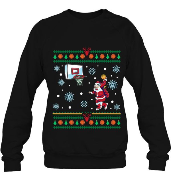 Basketball Santa Claus Dunking Ugly Christmas Sweatshirt