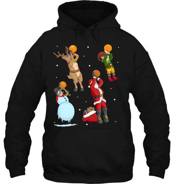 Basketball Throw Christmas Player Santa Claus Gift Hoodie