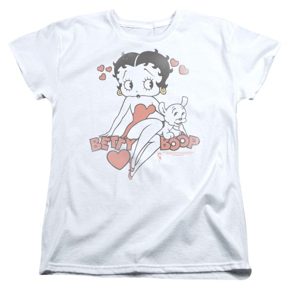 Betty Boop Classic With Pup Womens T Shirt