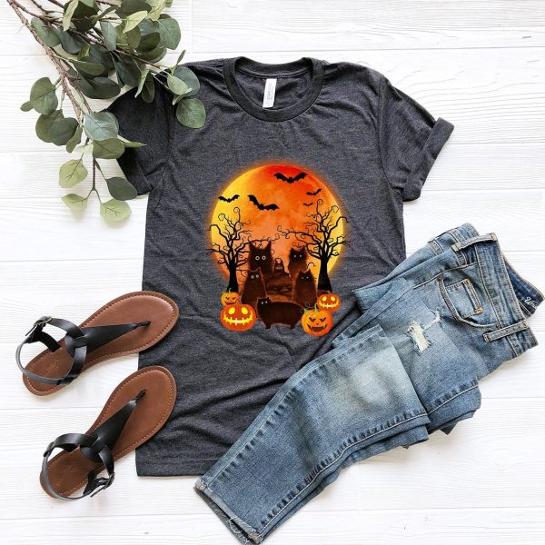 Black Cat And Pumpkins Oversized Shirt Comfort Colors