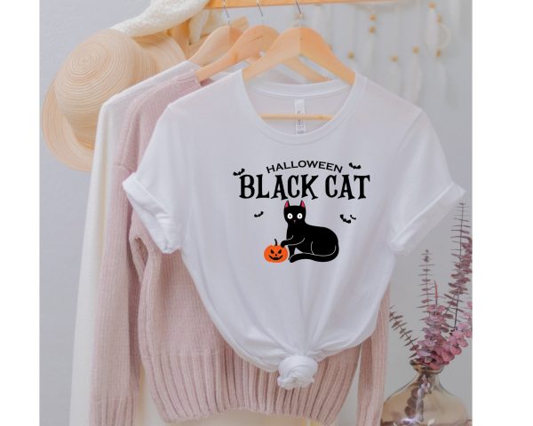 Black Cat Halloween Oversized Shirt Comfort Colors