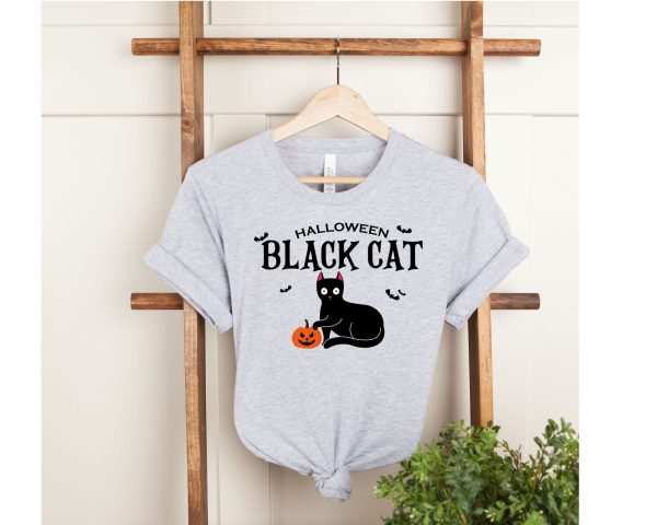 Black Cat Halloween Oversized Shirt Comfort Colors