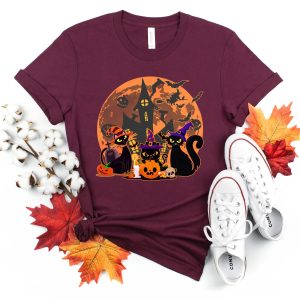 Black Cat Halloween Shirt Fall Pumpkin Oversized Comfort Colors