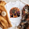 Black Cat Halloween Shirt Fall Pumpkin Oversized Tshirt Comfort Colors Women