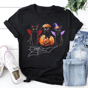 Black Cat Halloween Shirt Funny Gift For Lover Oversized Tshirt Comfort Colors Women