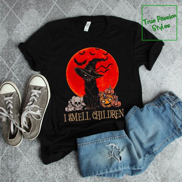 Black Cat Halloween Shirt Moon Gift