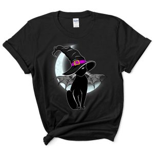Black Cat Halloween Shirt Oversized Comfort Colors