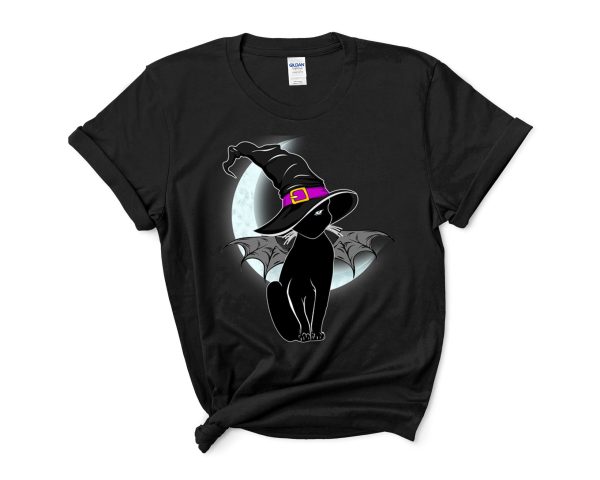 Black Cat Halloween Shirt Oversized Comfort Colors