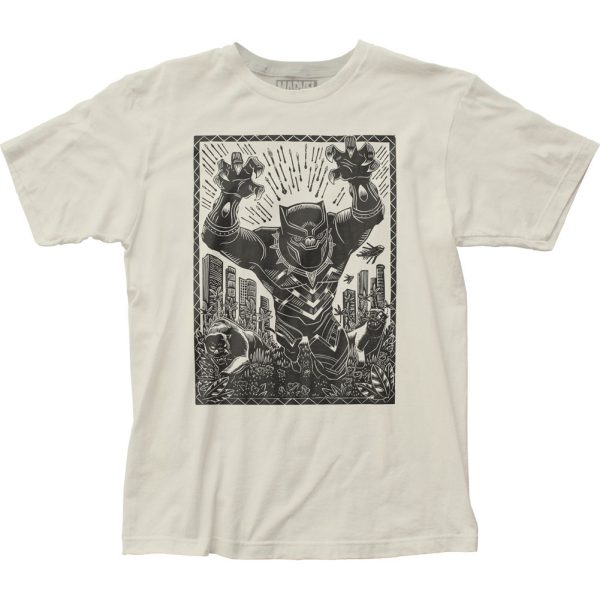 Black Panther Black Panther Woodcut Mens T Shirt Vintage