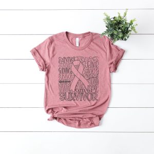 Cancer Survivor Typography In October We Wear Pink Shirt