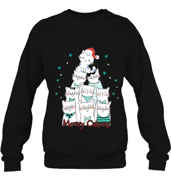 Cat Lover Meowy Catmas Tree Funny Merry Sweatshirt