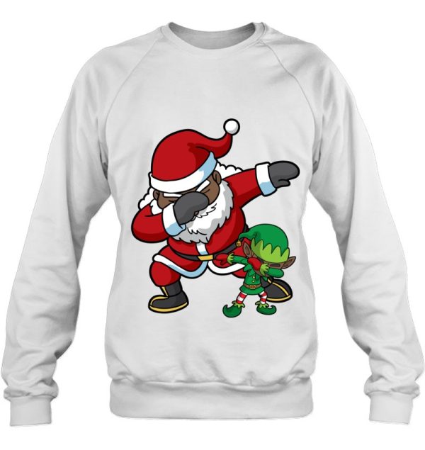 Christmas African American Dabbing Santa Claus Elf Dab Gift Sweatshirt