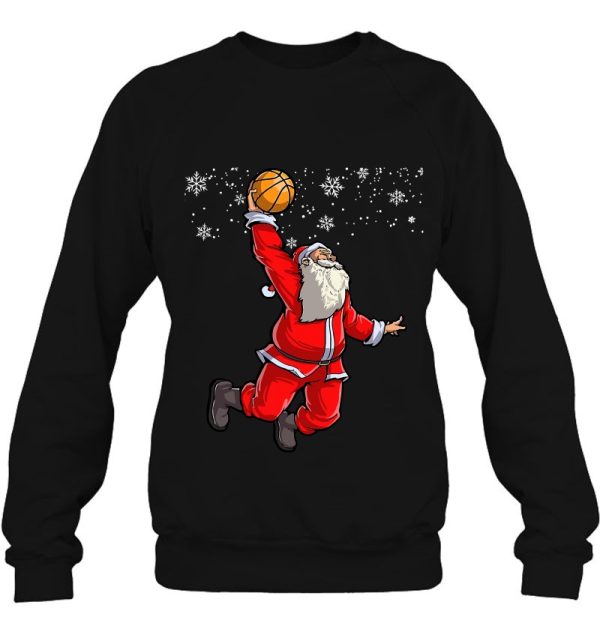 Christmas Basketball Pajamas Santa Claus Slam Dunk Sweatshirt