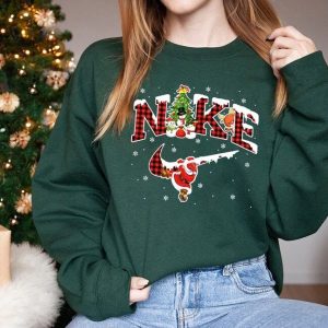 Christmas Buffalo Plaid Nike Santa Sweatshirt